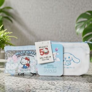 Sanrio Hello Kitty & Cinnamoroll Pouch Set - White, Light Blue